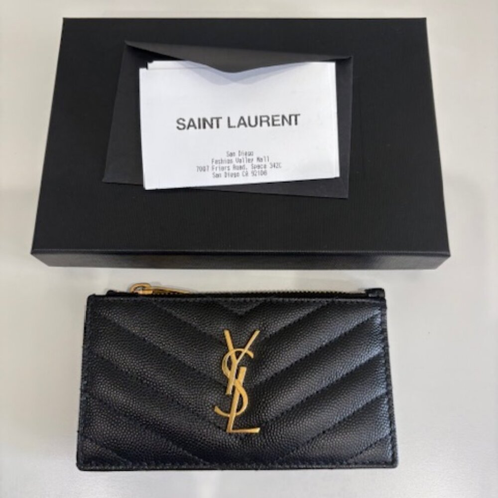 YSL Saint Laurent Wallet CASSANDRE MATELASSÉ FRAGMENTS CARD CASE POUDRE LEATHER